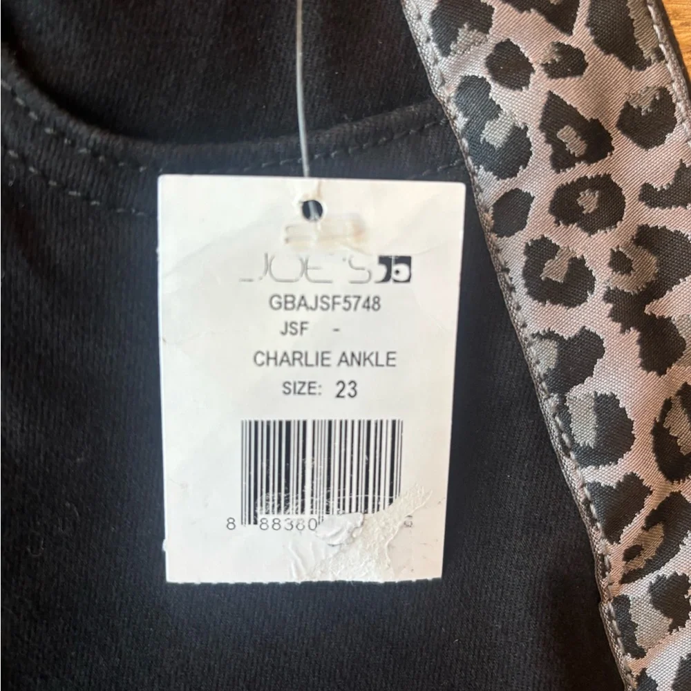 Joe’s Jeans High Rise Skinny Ankle Jeans Leopard Side Stripe Black Size 23 NWT - Picture 4 of 11